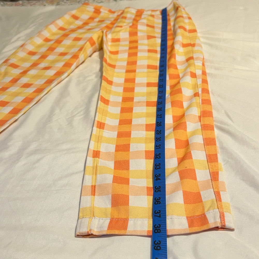Free People NWOT!!! She’s All That Orange Plaid Straight Leg Pants - Picture 8 of 11